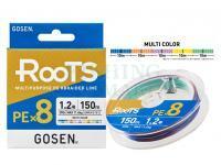 Braid Line Gosen RooTS PE X8 Multipurpose Braided Line Multicolor 150m #1.5