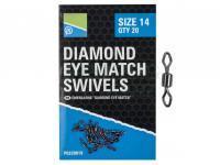 Krętliki Preston Diamond Eye Match Swivels - Size 14 | 20 per pack