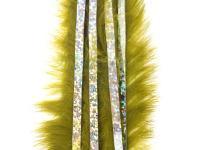 Hareline Bling Rabbit Strips - Olive with Holo Silver Accent