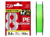 Plecionka Daiwa UVF PE Dura Sensor X8 + Si2 Lime Green150m #0.6