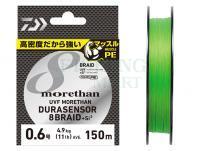 Braid Line Daiwa UVF Morethan Dura Sensor X8 + Si2 Lime Green 150m #1.0